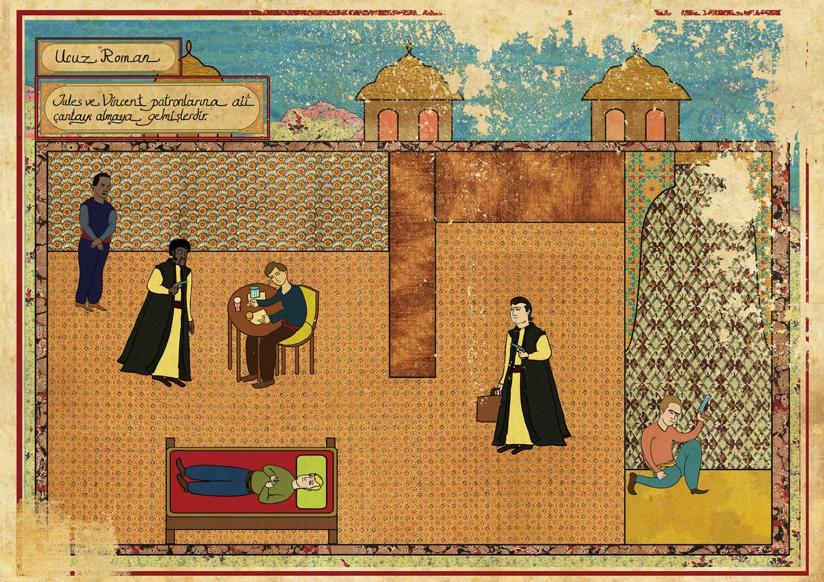 Tarantino's 'Pulp Fiction"in Ottoman  #miniature style by Murat Palta