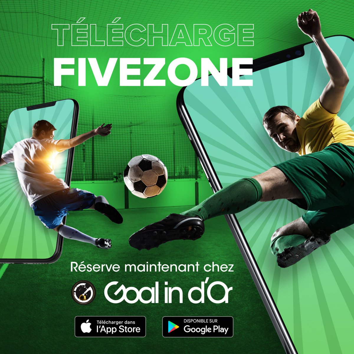 fivezoneapp's tweet image. L’application est désormais disponible sur iOS et Android 📱
Télécharge la pour réserver chez notre 1er partenaire @goalindor 🔥 
Invite tes amis à rejoindre ton match en partageant ton code secret 🤫
Crée tes matchs, et rejoins des matchs publics avec des joueurs à proximité 🤗