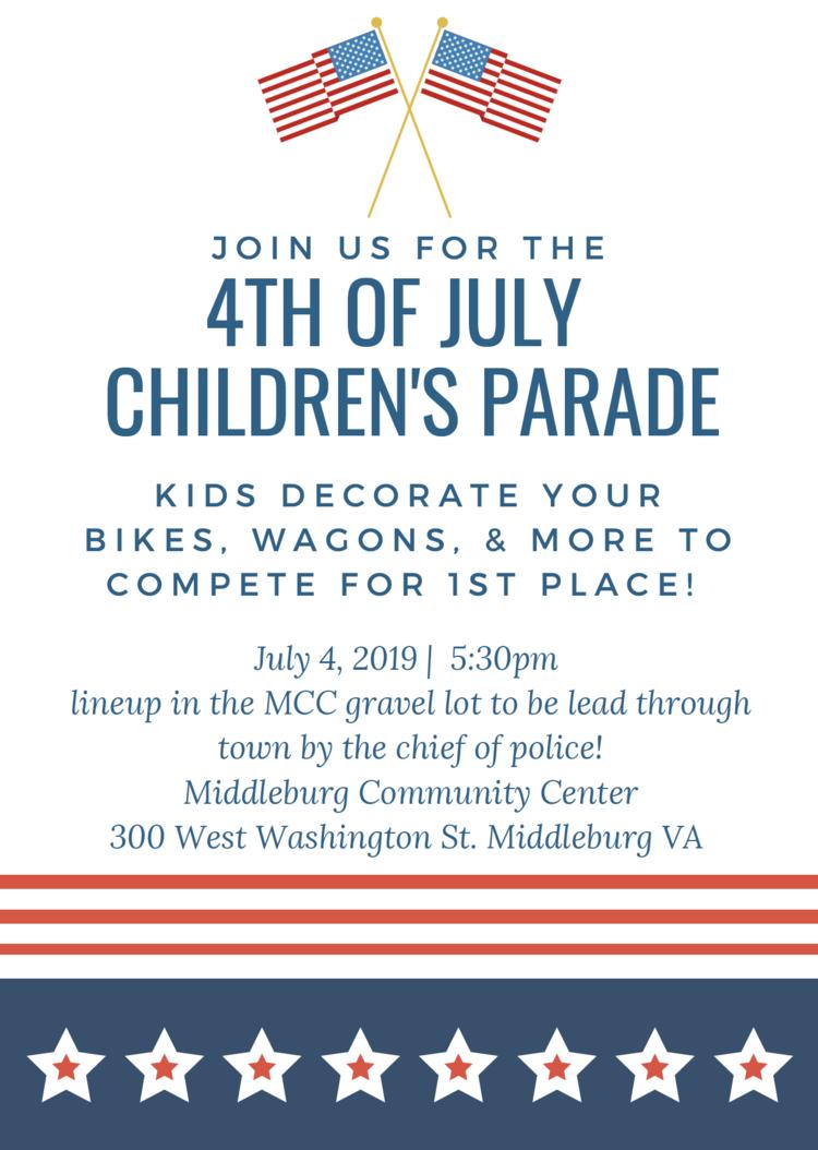 Families, line up to participate in the #July4th children's #parade at 5:30 p.m. at the gravel lot behind the Middleburg Community Center. Watch the parade as it winds its way through town starting at 6 p.m. #middleburgva #loudoun #loveloudoun