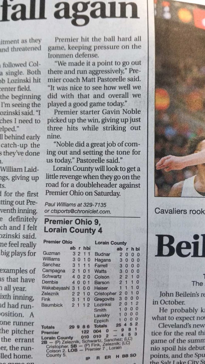 mpastorelle's tweet photo. Good team win for @premierath collegiate team last night 9-4 over the Ironmen. @gnobes44 goes 5 strong w/ 9 K’s and 2 ERs. @Riley_Baumbick3 with 2 RBI, @Bryandembie @misaelguzman201 @DocCamp41 @yadiel_xx33 each with a RBI. @GrantSchwartz9 with 2 knocks. https://t.co/3D5FL4VVR4