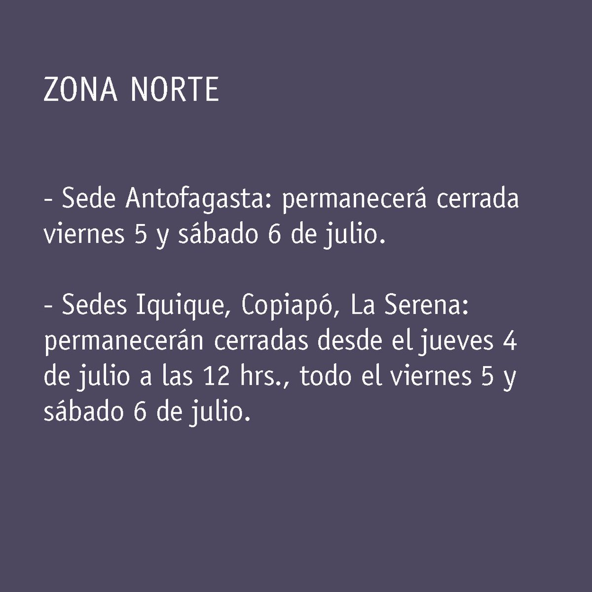 CAMBIOS HORARIOS!!! ZONA NORTE Estimados Pacientes: Informamos a Uds. que por motivos de capacitación interna algunas de nuestras sedes tendrán algunas modificaciones: los días 4, 5 y 6 julio zona norte. Revisa acá bit.ly/2XGNR96
ligaepilepsia.cl