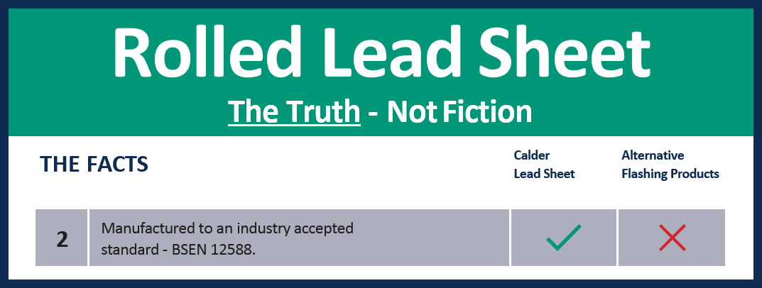 Rolled Lead Sheet – The Truth, Not Fiction.

Manufactured to an industry accepted standard - BS EN 12588.
#CalderLead