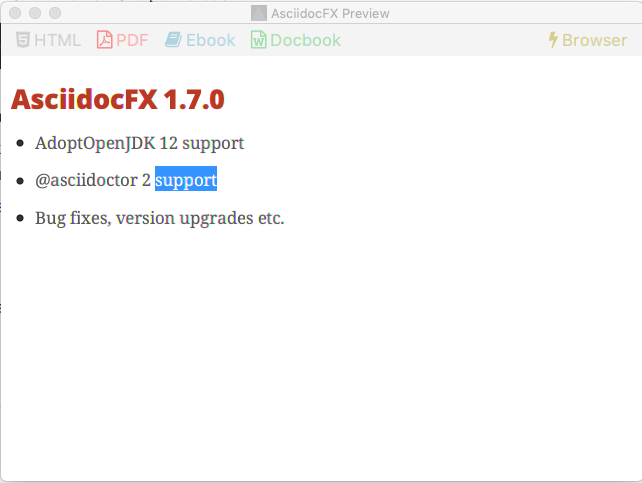 AsciidocFX v1.7.0 has been released 🥳🥳🥳
See: github.com/asciidocfx/Asc…
* AdoptOpenJDK 12 support
* <a href="/asciidoctor/">Asciidoctor Project</a> 2 support
* Bug fixes, version upgrades etc.
