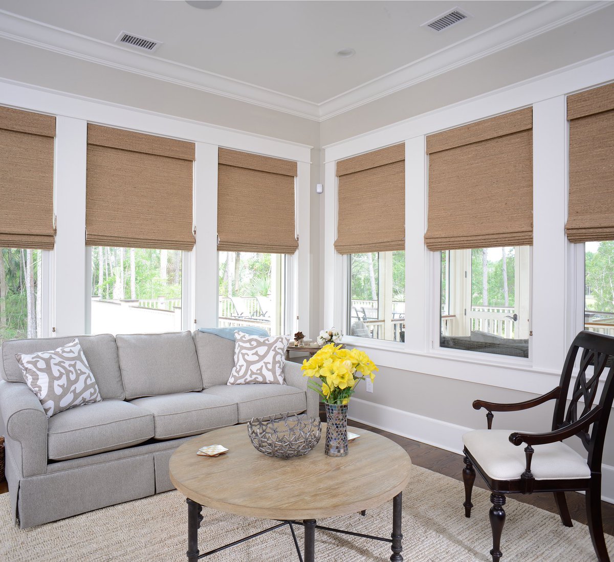 A bright sitting room is the perfect place to relax on summer days without dealing with the summer heat!