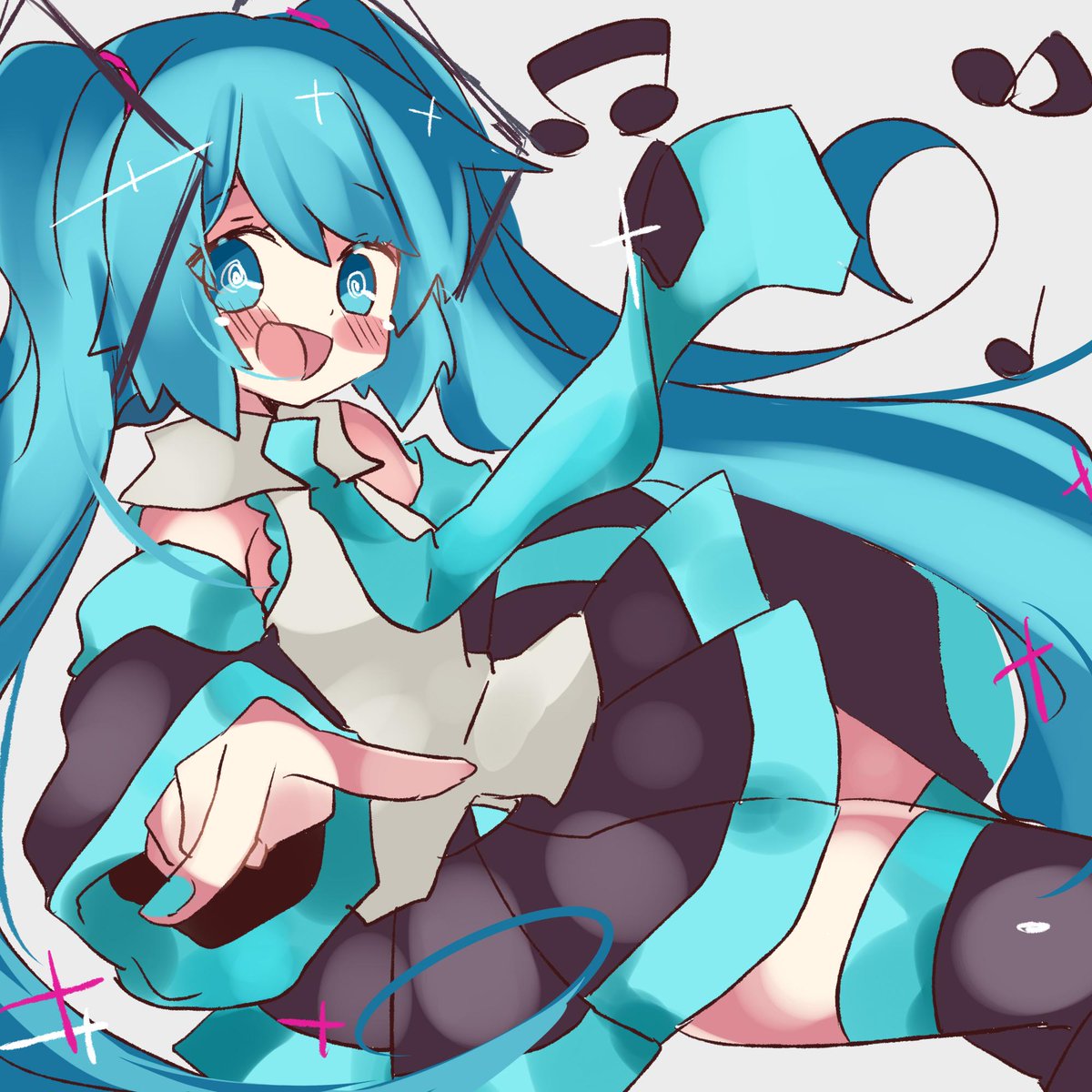 hatsune miku 1girl solo necktie long hair skirt thighhighs twintails  illustration images