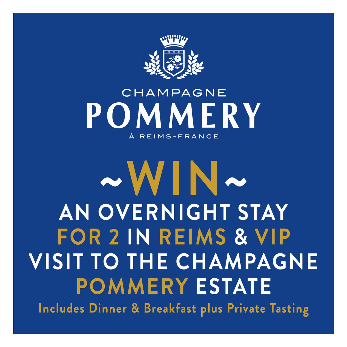 PortSeafoodFest's tweet photo. WIN this unique @PommeryOfficial prize including overnight stay for 2 with dinner &amp; breakfast in Reims + VIP visit to the Champagne Estate &amp; private tasting. For your chance to WIN: Follow us, Like us &amp; Retweet this post. Ends 31/07/19 *The final prize does not include travel. https://t.co/KRfHdEO28F