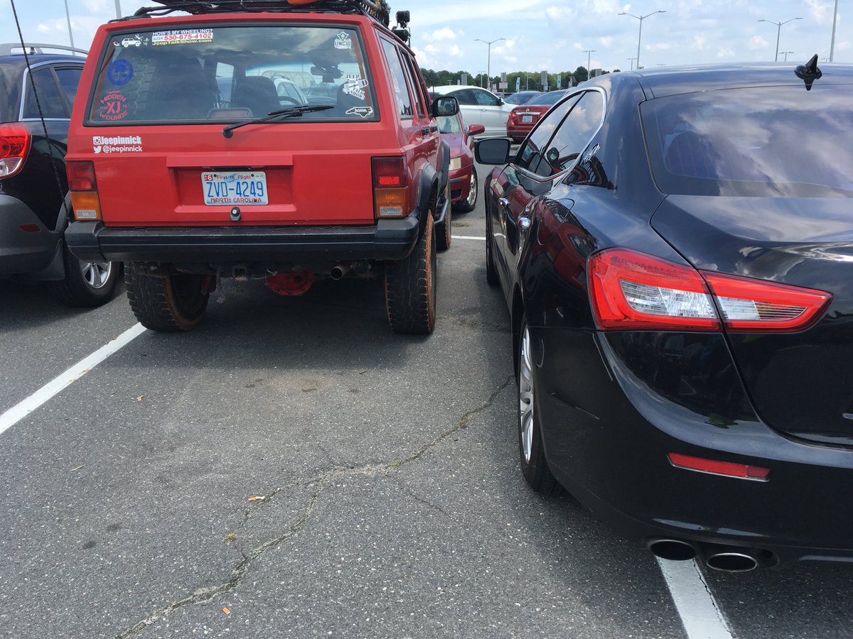 Don’t ya just hate it when you take the time to park your fancy car in two parking spaces and some mook in an XJ squeezes in next to you. 
#thejeeptalkshow  #jeeplife #jeepxj  #offroad #jeepwave #trailtherpy #thejeepmafia #jeepfreeks #beardedjeepersquad
