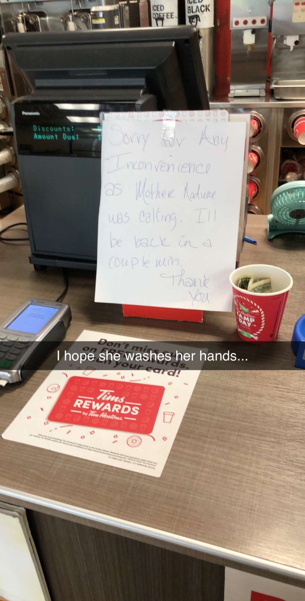 jfells009's tweet photo. Be better @TimHortonsUS #onepersonworking #TimHortons https://t.co/zApHafEm7D