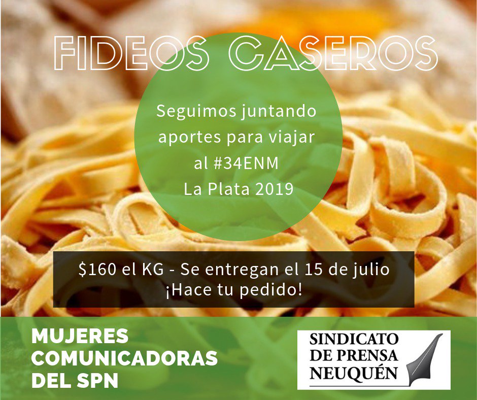 Nuestras compañeras que van al #34ENM están juntando fondos para financiar el viaje. Para el próximo 15 de julio venden fideos. Para encargar contactarse con <a href="/KatiaCarro/">Katia Carro</a> <a href="/vtrifogli/">Virginia Trifogli</a> <a href="/AiluTe/">Ailin Trepiana</a>