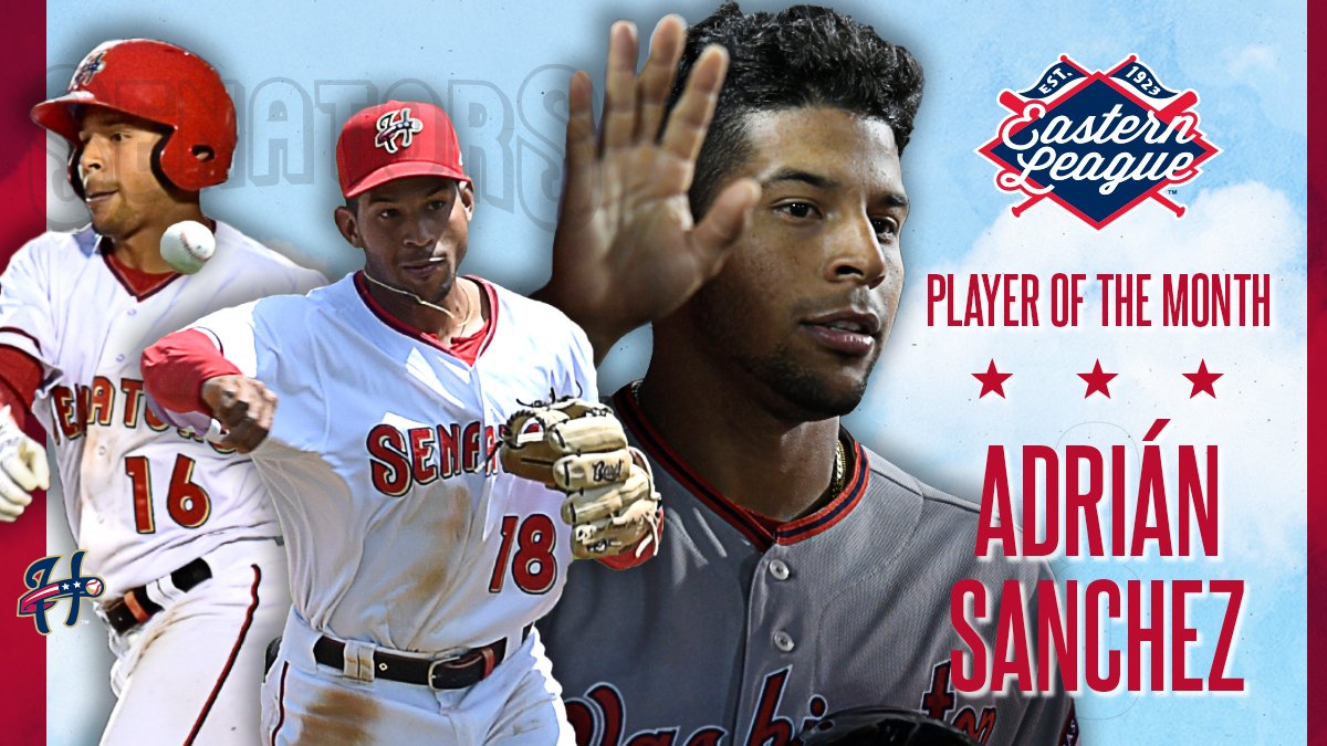 HbgSenators's tweet photo. This is how June looked for @AdrianSnz: 
.400 AVG with 4 HR, 12 RBI, 14 R &amp; 3 SB.

Is it really a surprise he's the June @EasternLeague Player of the Month? 
Congratulations, Adrian! 
#Sensylvania // #OnePursuit https://t.co/vDpwuadhtS