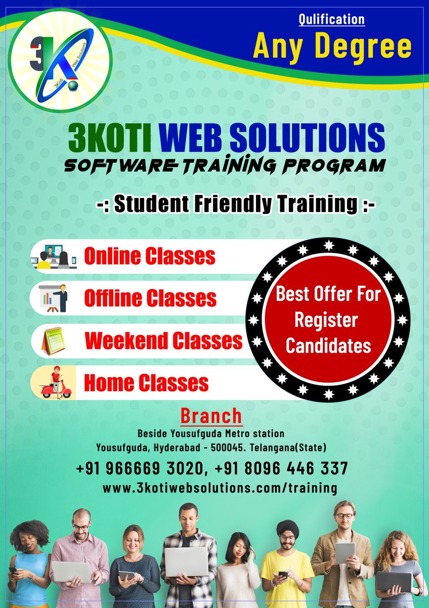 ThrikotiSoftech's tweet image. 3Koti is here to guide you with the best Training courses along with best faculty trainers at 3Koti Training Academy.
Contact : 966669 3020, 8096446337
Web Site : 3kotiwebsolutions.com/training/
#WebDesignTraining #DigitalMarketingTraining #AndroidAppDevelopmentTraining,