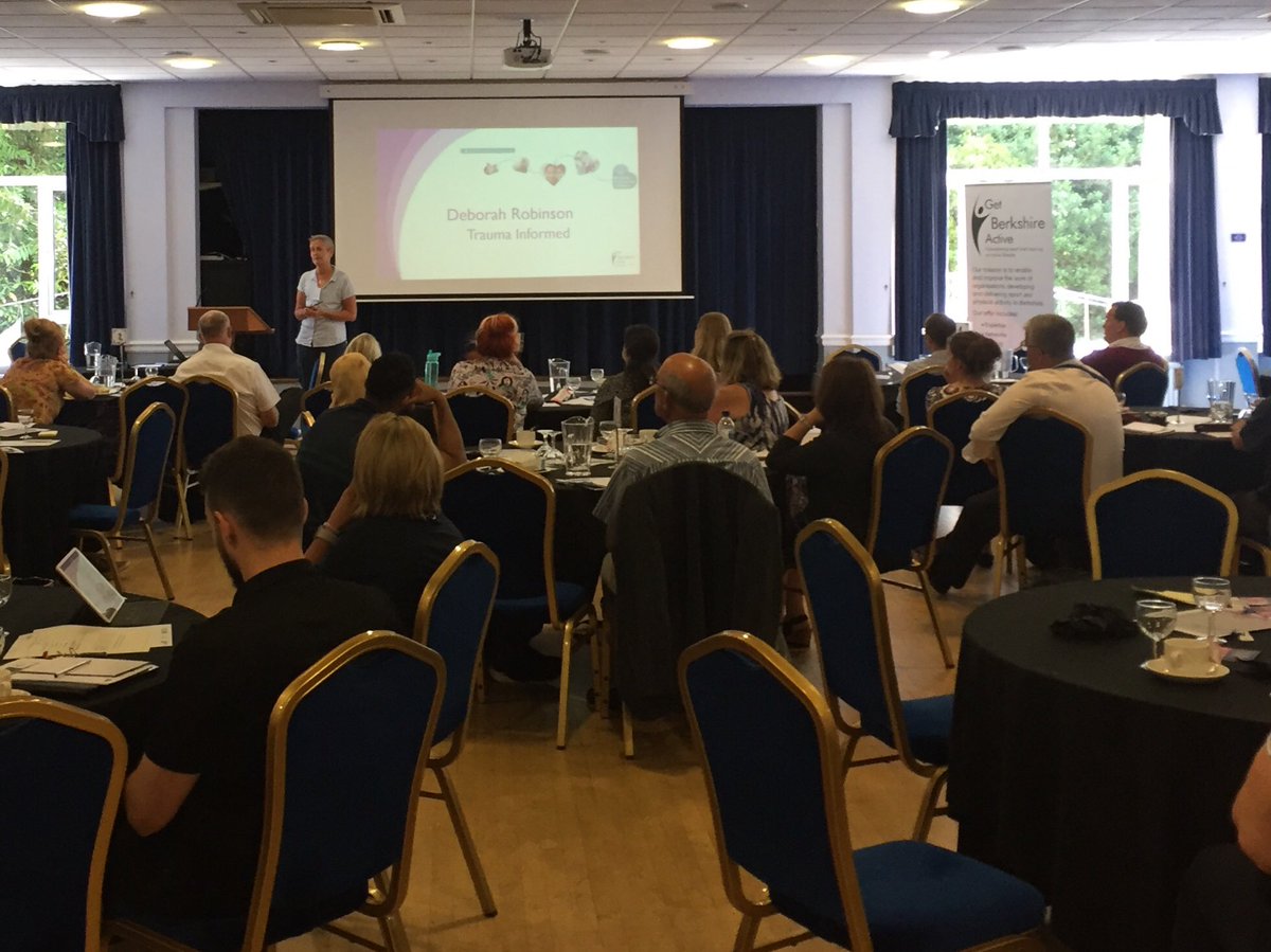 GetBerksActive's tweet photo. Deborah Robinson from @BFfC_Child is talking about Adverse Childhood Experiences (10 types of childhood stressful events) and how Sport is beneficial to children who have experienced trauma #GBAForum https://t.co/qomVbwq52d