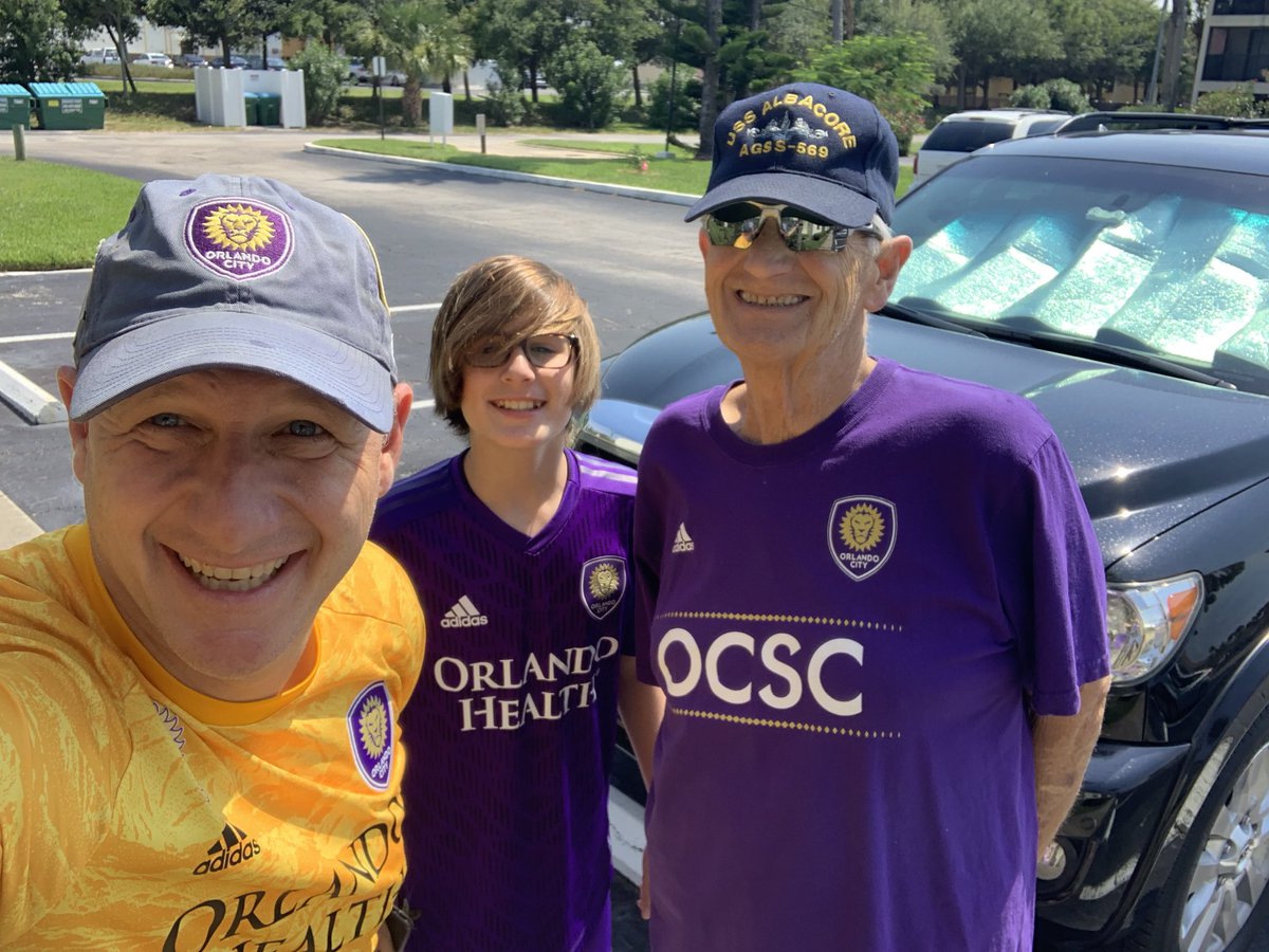 whallen3's tweet photo. On our way to the #purplepalace. And it will be Papa Allen’s first ever visit. Feeling #All3Points @OrlandoCitySC #FaceOfCity https://t.co/MSUPmpGnJq