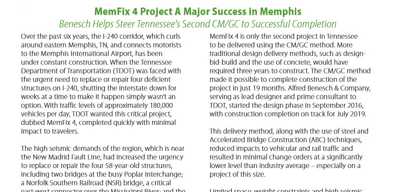 AlfredBeneschCo's tweet photo. The latest issue of The Connector - @ACECIllinois' e-newsletter - features an article about @myTDOT's #MemFix4 project. Check it out to learn more about TN's second-ever CMGC project: https://t.co/MUkirxrUCg https://t.co/BZS8hVppj8