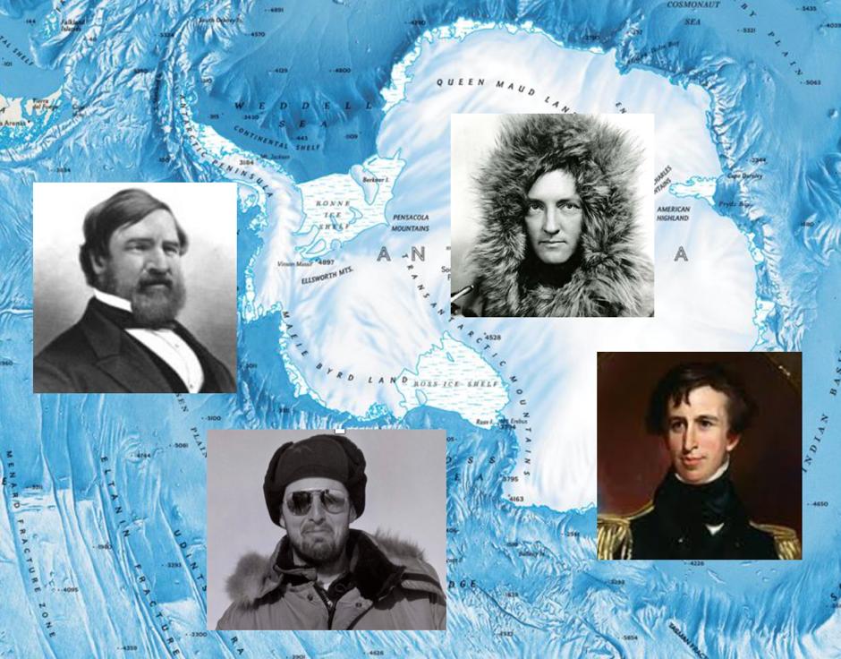AntarcticReport's tweet photo. Happy #4thofJuly 🇺🇸 Here are 4 great US explorers of #Antarctica: Nathaniel Palmer sighted Antarctic Peninsula (1820); Charles Wilkes sailed 2400km along ice pack (1839); Richard Byrd flew over Sth Pole (1929); Charles Bentley discovered 2.5km deep trench (1957) @NSF map @NatGeo https://t.co/vtfRVotHjw