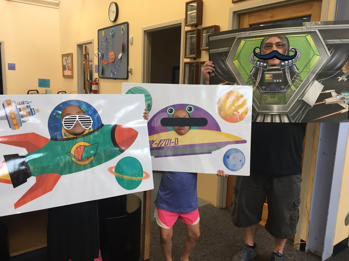 TechBooksTeach's tweet photo. July just started and these girls finished the @MCPL_Libraries summer reading program! Ms. Amy at the Damascus branch always has the best decor and fun things! We love our prizes, medals, and best of all, free books! https://t.co/cXQJKRGNyE