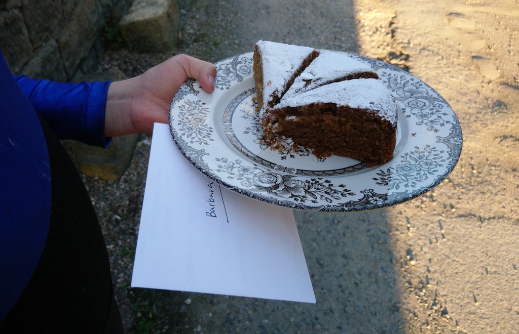 Ourgreatproject's tweet image. Remember the story with Barbara? (Our next door neighbour who was delighted for us to throw our huge canoe over her fence and into our garden through that tiny gap?) We popped round to say 'thank you' properly. #beautifulhuman #happy #kindness #wednesday