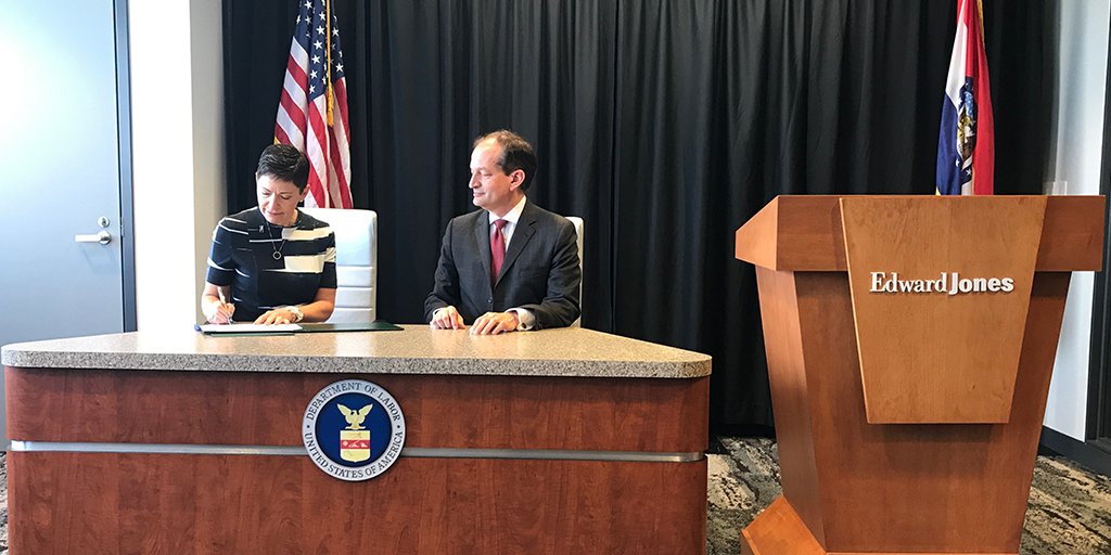 Secretary Acosta (@secretaryacosta) on Twitter photo .<a href="/EdwardJones/">Edward Jones</a> is the latest company to sign <a href="/POTUS/">President Donald J. Trump</a>’s #PledgetoAmericasWorkers in St. Louis today, committing to provide workforce education opportunities for their workers. <a href="/IvankaTrump/">Ivanka Trump</a> .<a href="/EdwardJones/">Edward Jones</a> is the latest company to sign <a href="/POTUS/">President Donald J. Trump</a>’s #PledgetoAmericasWorkers in St. Louis today, committing to provide workforce education opportunities for their workers. <a href="/IvankaTrump/">Ivanka Trump</a>