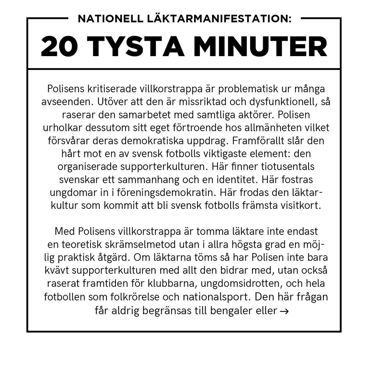 YWPF's tweet image. RÄDDA SVENSK FOTBOLL – NATIONELL LÄKTARMANIFESTATION – 20 TYSTA MINUTER

m.facebook.com/story.php?stor…