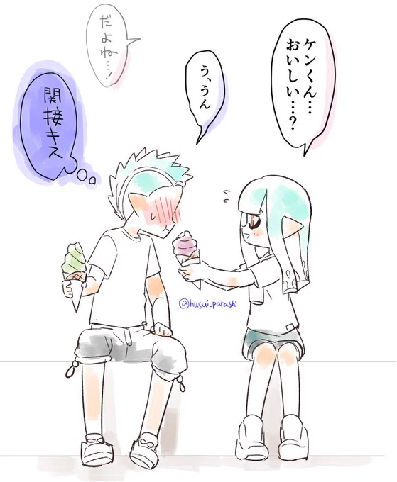 【スプラ2】イカ弟→イカ姉。7/3はソフトクリームの日だったのかぁ…と思いながら落書き
 https://t.co/XS5KTiVlXp 