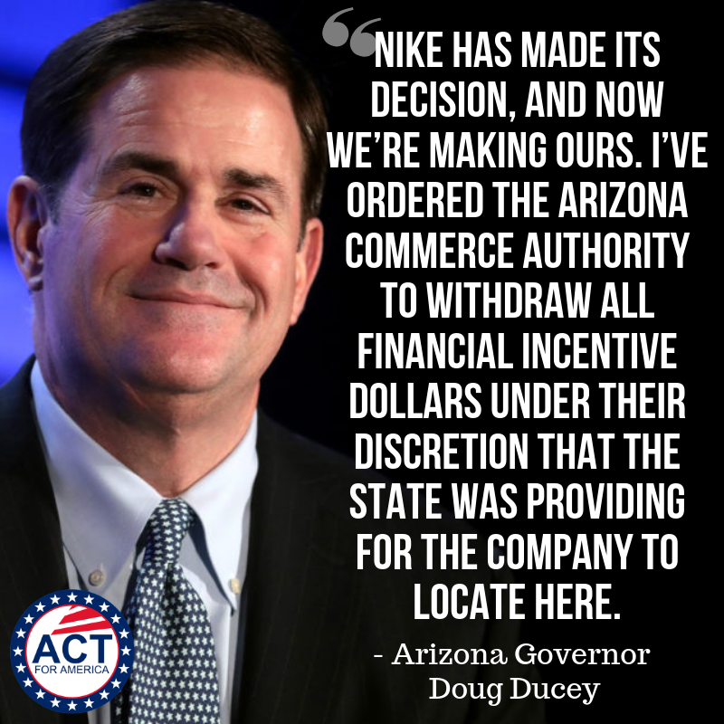 Coward! RINO Gov. Doug Ducey welcomes Nike factory to Arizona