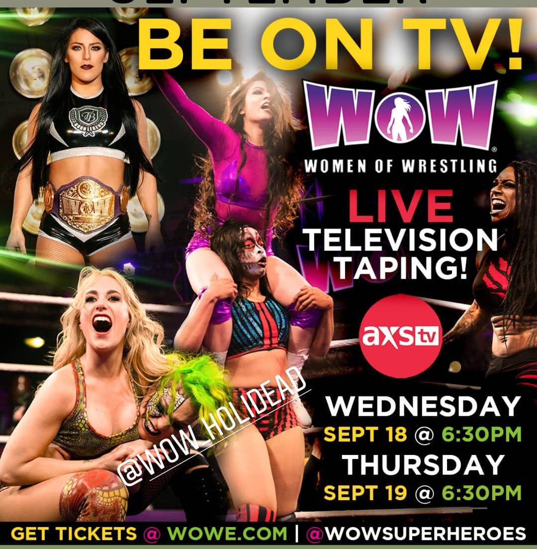 @wowsuperheroes returns to @AXSTV this month for season 2 recap. And tix are on sale for season 3 tapings. Get them at wowe.com Hope to see you there!!! 😈😈😈 #WOWSUPERHEROES #humpday #WOWwednesdays #wow