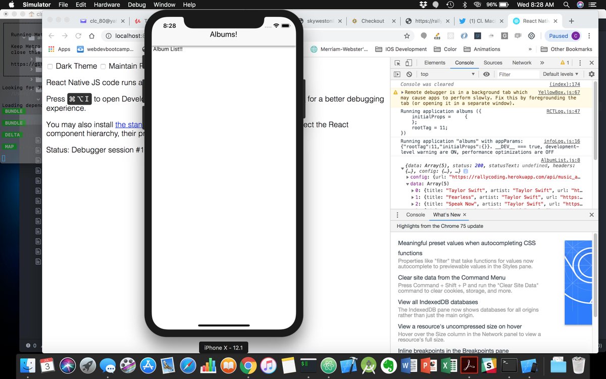 clc_80's tweet photo. #100DaysOfCode D14. Had to learn how to properly debug @reactnative code today. Had my code running in loops and couldn't figure out why. It turned out to be a typo. 🤪 #SillyError But I learned some valuable stuff anyways. #MomsCanCode #CodeNewbie #LearningReactNative https://t.co/3vSRPuuwgL