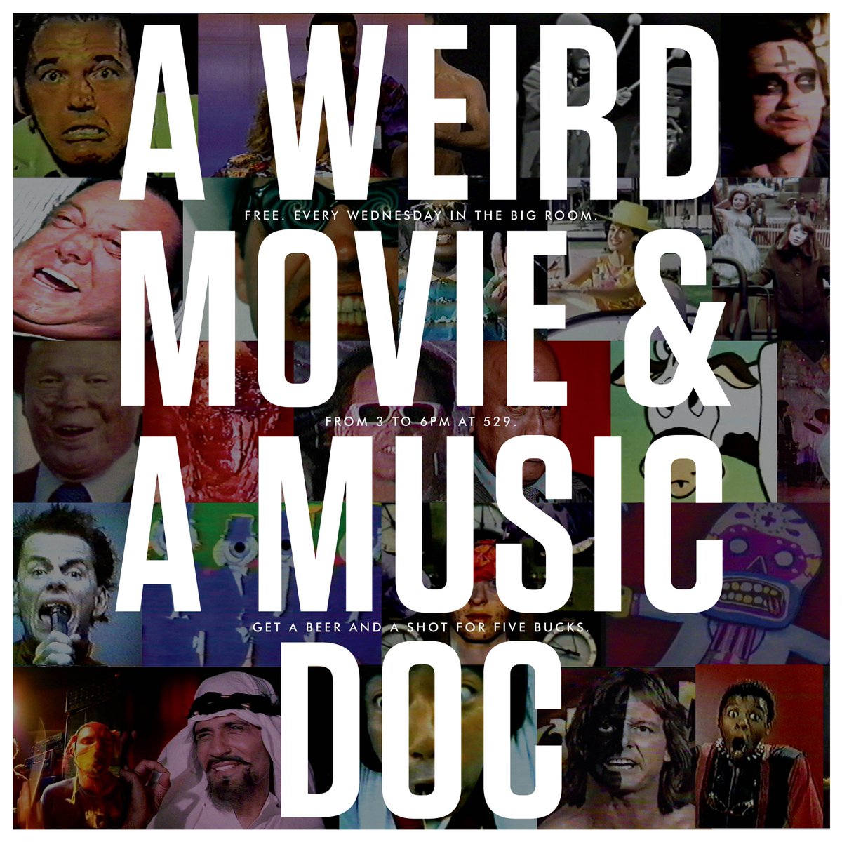 529_EAV's tweet image. Join us today at 3PM for A #WeirdMovie &amp;amp; a #MusicDoc!⠀
⠀
Today's offerings are ⠀
⠀
#BloodyHarvest (With Tiny Tim)
#TheMinutemen: #WeJamEcono

This is a #free event - come by and grab a #RollingRock and a #Wellshot for $5 and enjoy the films!