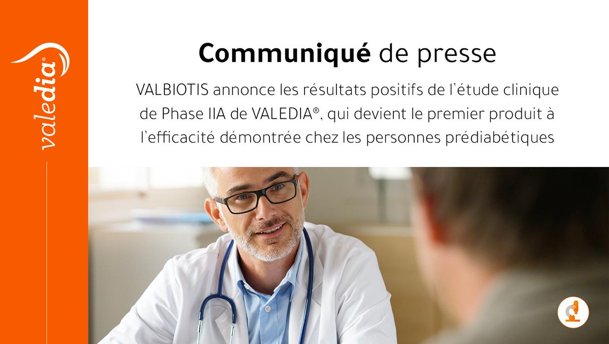 Valbiotis's tweet photo. 📢VALBIOTIS annonce les résultats positifs de l’étude clinique de Phase IIA de VALEDIA®, qui devient le premier produit à l’efficacité démontrée chez les personnes prédiabétiques : https://t.co/5TfCErP1Jr #santé #innovation https://t.co/GKB4o7A2pP