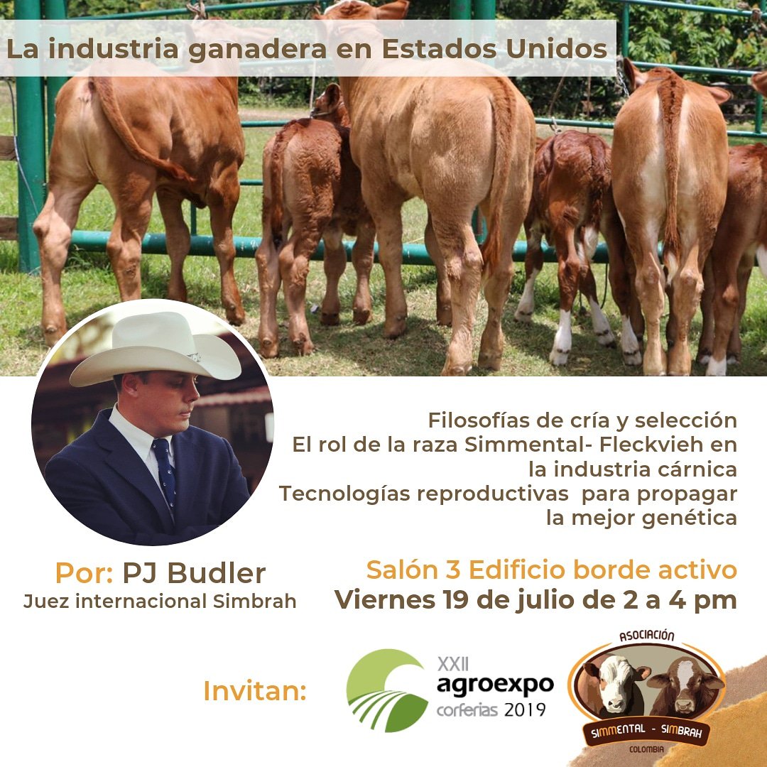 Desde Estados Unidos, el juez internacional PJ Budler está listo para compartir sus conocimientos con los criadores y profesionales del sector agropecuario nacional

¡Te esperamos!

Las razas #Simmental y sus cruces serán grandes protagonistas en #Agroexpo2019