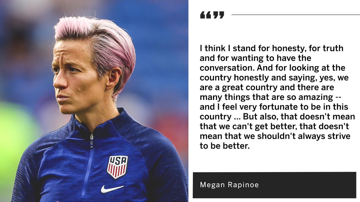 espn's tweet photo. Megan Rapinoe called herself “very deeply American” when asked to respond to critics who may think otherwise. https://t.co/DqM5tLzELt https://t.co/mK1GOcR9GM