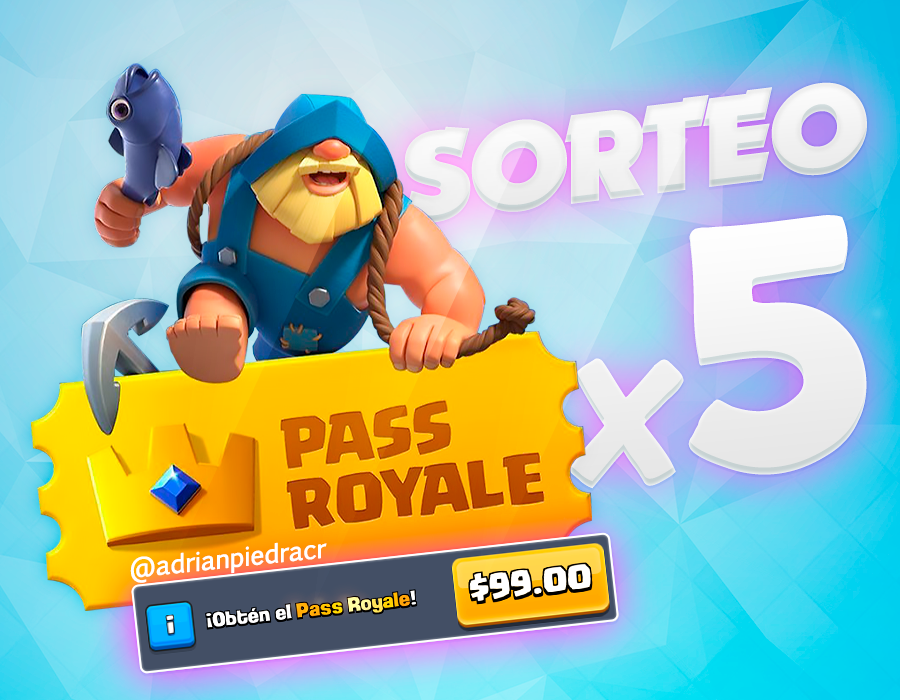🤑💢 SORTEO PASS ROYALE X5💢🤑

Nos venimos con CINCO #Passroyale para todos vía Paypal!

Requisitos:
👉 Seguir @FedeCRYT
👉 Seguir @JOSE_CRCo
👉 Seguirme @AdrianPiedraCR
🔄 Dar RT

🗓GANADORES el 5 de JULIO!