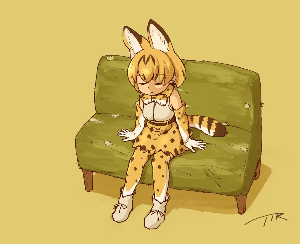 サーバル(けものフレンズ) 「うたた寝 」|ととりのイラスト