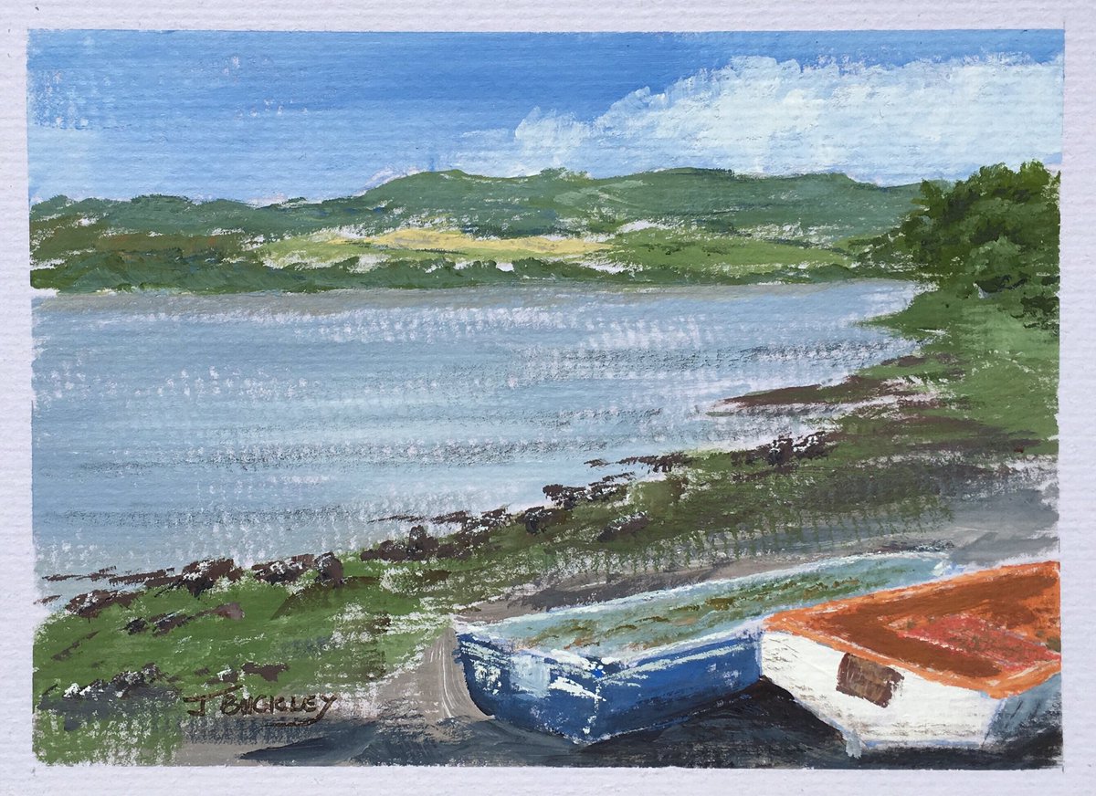devonsketch's tweet image. . A lovely day today tempted me down to the #RiverAxe near #Seaton #EastDevon by the bridges, to one of my favourite spots, to make this 7 x 5 inch #Gouache painting. I just love sitting and taking in the beautiful scenery, then making the painting. @SeatonDev @VisitSeatonUK