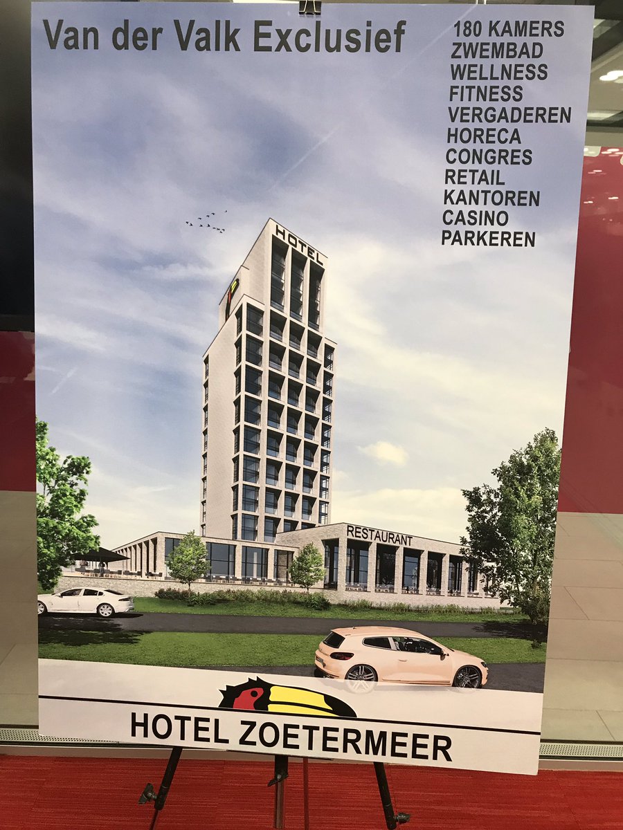 AptrootC's tweet photo. Vandaag met werhouder Van Driel en heren Van der Valk de overeenkomst getekend. Van der Valk Zoetermeer, 70 mtr hoog hotel met veel voorzieningen. Komt naast het Bouwhuis bij de A12. Van der Valk welkom in Zoetermeer. https://t.co/T1lyGhyok4