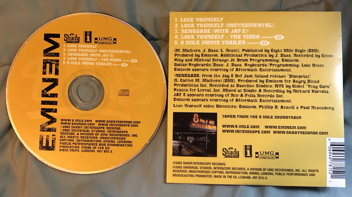 Lose Yourself CD single \u0026 insert front \u0026 back Eminem The Singles UK Limited  Edition Box Set Import, image size:1200x674