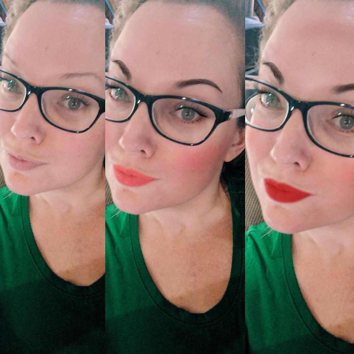 ElizabethGodsy's tweet photo. I tried a #makeupfilter. Original photo is on the left. What in the world? Those #eyebrows! Who makes these #apps? #lol https://t.co/a6nv5vuHO1