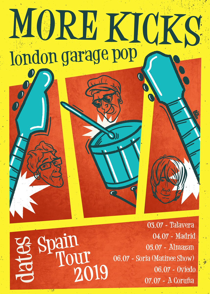 ¡Hoy iniciamos la gira de <a href="/gimmemorekicks/">More Kicks</a> More Kicks!. Estarán en nuestro país del 03 al 07 de julio. En Talavera, Madrid, Soria, Oviedo y en el <a href="/Psicotroita/">Psicotroita</a> de Sigüeiro en A Coruña. ¡Nos vemos allí!.