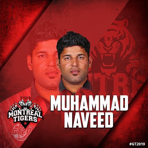 MontrealTigers's tweet photo. Welcome @iamnaveedUae
The UAE All-rounder adds more balance to the team.
#muhammadnaveed .
.
#GT2019 
#gomontreal 
#montrealtigers 
#lovecricket 
#lovecanada 
#cricketfans
#cricketcanada https://t.co/BxCcxXb5HH