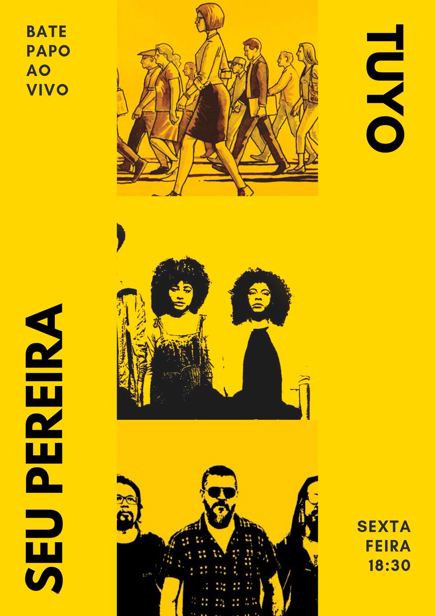Sexta que vem estaremos numa live com pessoal do Tuyo, falando de sons, vida de artista, tocando algumas musicas e respondendo perguntas.
Chega la!
Instagram seupereiraecoletivo401