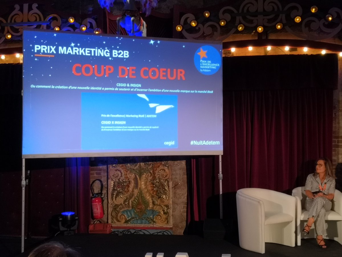 adetem's tweet photo. Un coup de cœur ❤️ en #Marketing B2B ! Félicitations à @CegidGroup et @Agence_Insign "Ou comment la création d'une nouvelle identité a permis de soutenir et d'incarner l'ambition d'une nouvelle marque sur le marché BtoB" pour ce prix ! #NuitAdetem https://t.co/XoFiMUddm5
