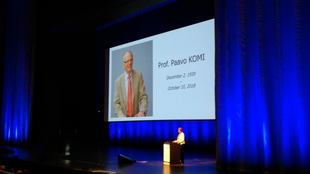 Fitting tribute to the man who put Jyväskylä on the map- the late, great Paavo Komi. Beautiful speech from <a href="/KomiKirsi/">Kirsi Komi 🇺🇦</a> as well. Paavo loved this conference #ECSS2019