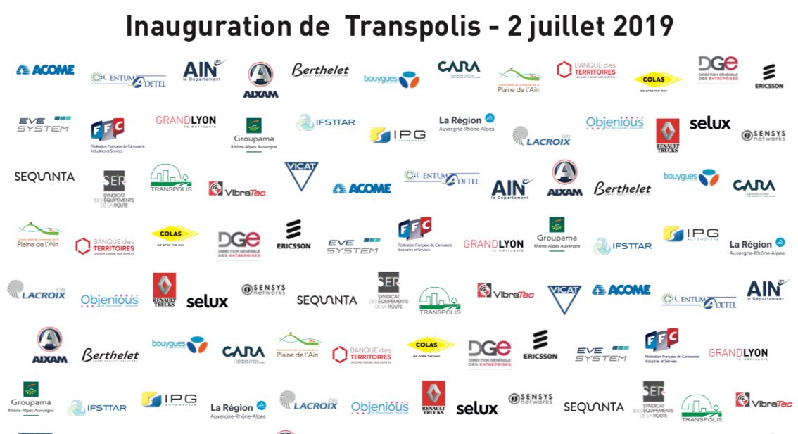 TRANSPOLIS's tweet photo. M E R C I - Le succès de cette inauguration n’aurait pu se faire sans le soutien et l’énergie de nos partenaires ! #EnsembleOnVaPlusLoin #Futur @GroupeBerthelet @CentumAdetelTS @GroupeColas #EveSystem @FFCCarrosserie @groupama @RenaultTrucksCo @sequanta @VibraTecSA @GroupeVicat https://t.co/utB1BIOdmd