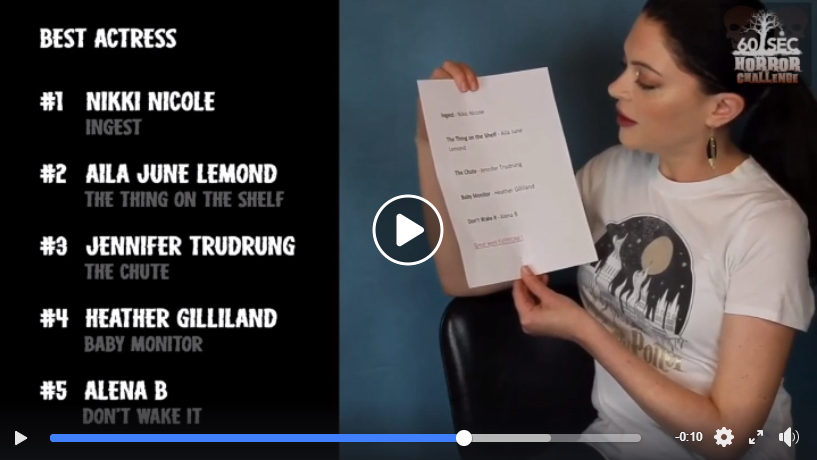 DARKLYFilms's tweet photo. Actress Hannah Fierman (V/H/S, SiREN) picks Aila June Lemond from our film "The Thing on the Shelf" for her top 5 actresses in the 60 Second Horror Challenge!

w/@HannahRoseFierm #horror #horrormovies #horrorfilm #indie #indiefilm #detroit #michigan

https://t.co/i0mZJpgoVq https://t.co/Wr9apG3rpl