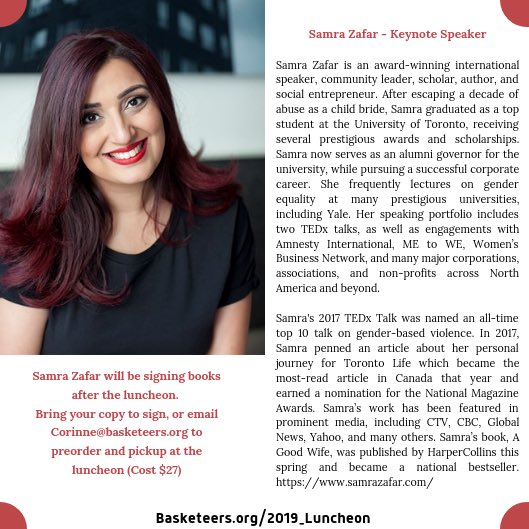 <a href="/The_Basketeers/">The Basketeers</a> Celebrating 20 Years of Assisting Women in New Beginnings. Save the Date - Sunday, September 29th
basketeers.org/2019_luncheon <a href="/iamsamrazafar/">Samra Zafar</a> <a href="/kateygoalie/">Angie Seth</a>