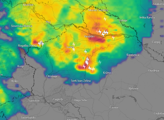 [NEVRIJEME] Nevrijeme zahvaća sjeverozapadnu i sjevernu Hrvatsku, ima jačih pljuskova s grmljavinom te mjestimice i olujnih udara vjetra