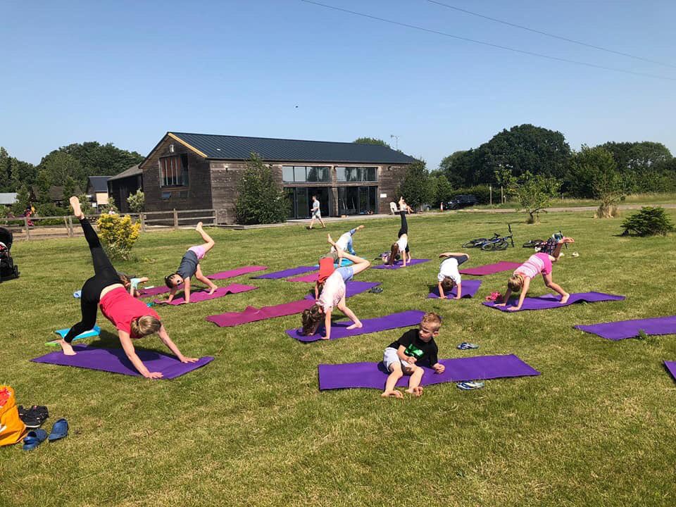 Louise Morgan will return this Sunday 7th July for KIDS OUTDOOR YOGA on Creeksea Place Farm at 10.30am! £5 per child ages 3-11 years old. T: 07874 653769 or E: littlemantras@gmail.com to book. 
Kids to wear comfortable, suitable clothing. Please meet at the cafe.