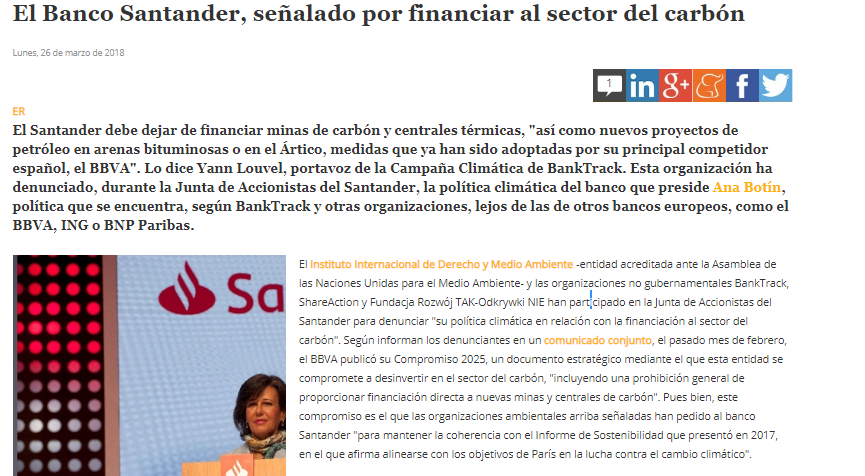 VuelvaLaURSS's tweet photo. El Banco Santander es el 27º banco del mundo en inversión en petróleos y hace un año señalado por el Instituto Internacional de Medio Ambiente por ser de los principales financiadores de minas de carbón. Pero quien contamina eres tú que coges una bolsa de plástico en el super. https://t.co/fsUqdgKMvf