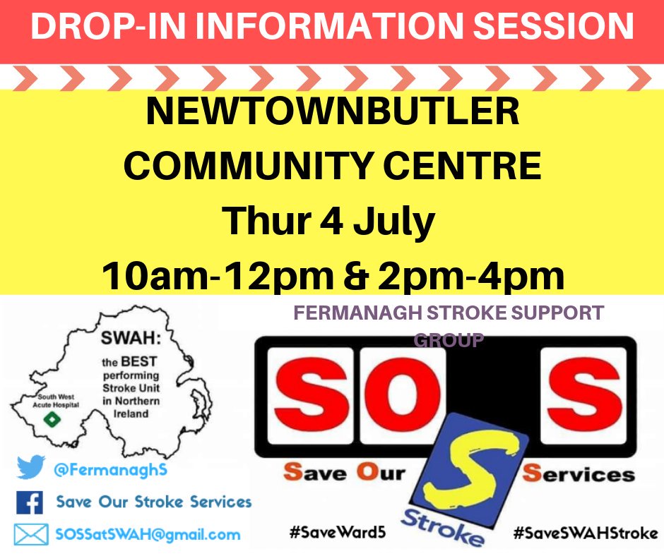 FermanaghS's tweet photo. Two session locations tomorrow folks! Get along to take part in the #stroke consultation to ensure we #SaveSWAHStroke #Two session locations tomorrow folks! Get along to take part in the #stroke consultation to ensure we #SaveSWAHStroke #saveward5 Please RT https://t.co/AujtcfQuVT