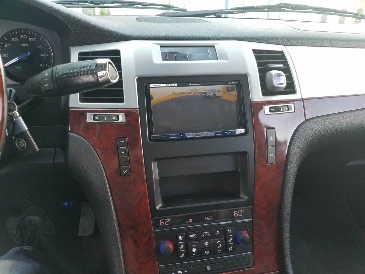 CodeZeroFargo's tweet image. We installed this Pioneer DVD/CD media receiver in a 2008 Cadillac Escalade! We also installed two subwoofers and an amplifier. 
#codezero #czdoesit #Pioneer #Fargo #caraudio